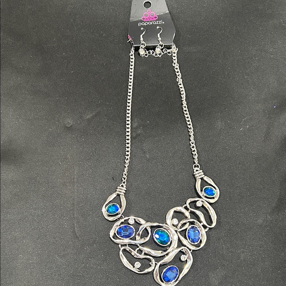 Paparazzi Silver Necklace with Blue Accents-🎉5/$25🥳